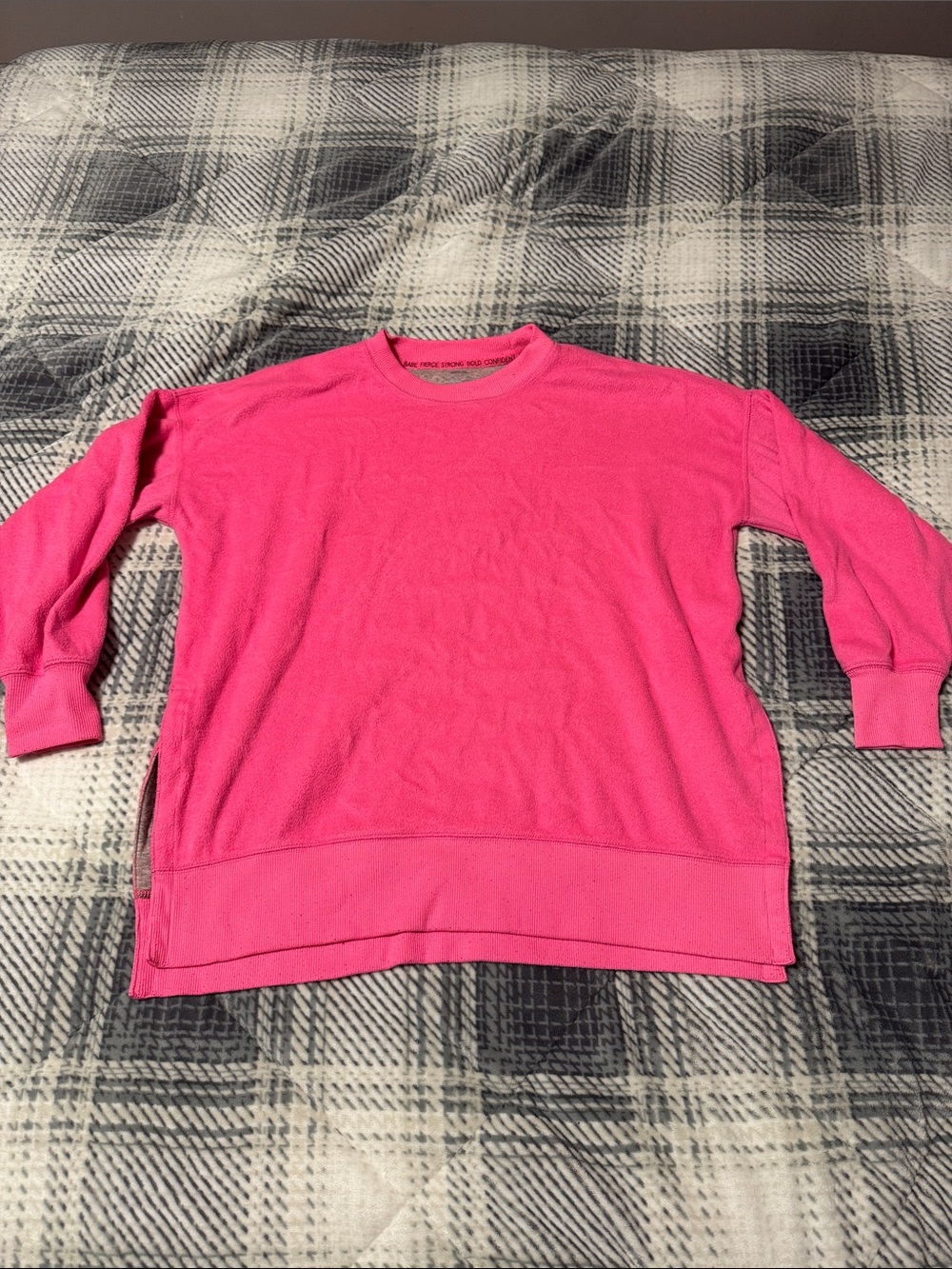Aerie Bright Pink Crewneck Oversized Women's Sweater with Size Slits